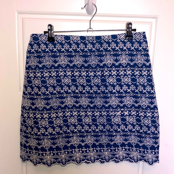 Royal Blue with White Embroidered Design Skirt - Picture 1 of 3